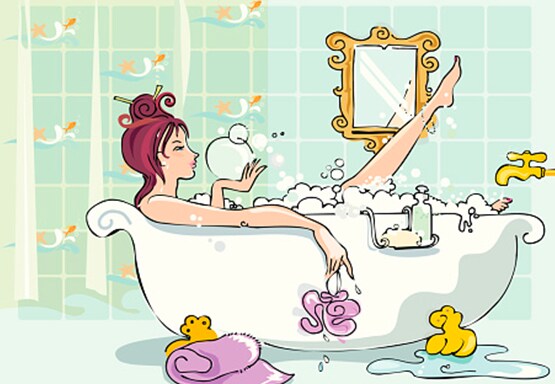 Jeune fille prend son bain